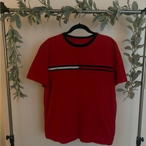 Tommy Hilfiger Red T-Shirt with Black and White Accents